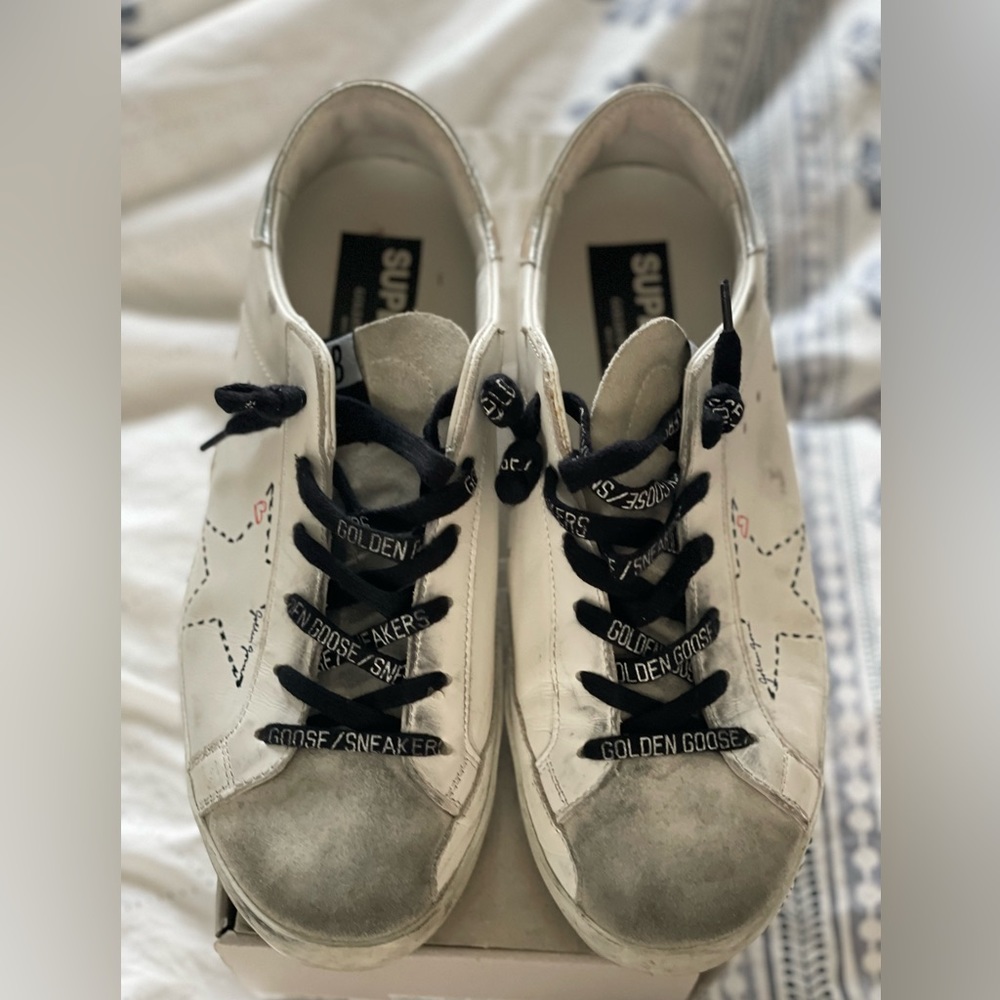 Golden Goose White and Black Sneakers